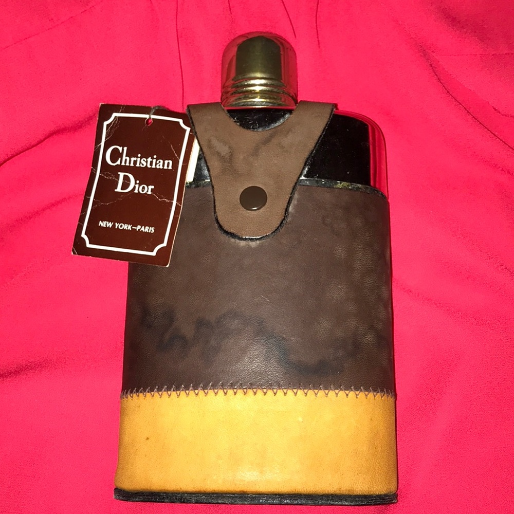 Vintage Christian Dior Steerhide leather flask.